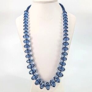 Joan Rivers Blue Glass Faceted Bead Necklace Graduated Hollywood Regency